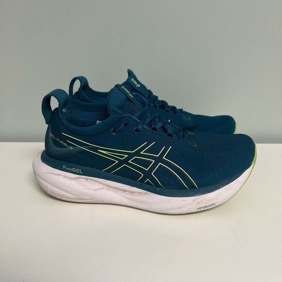 Asics Womens Gel Nimbus 25 Green Teal Running Shoes Sneakers Size 7.5 - Picture 1 of 11